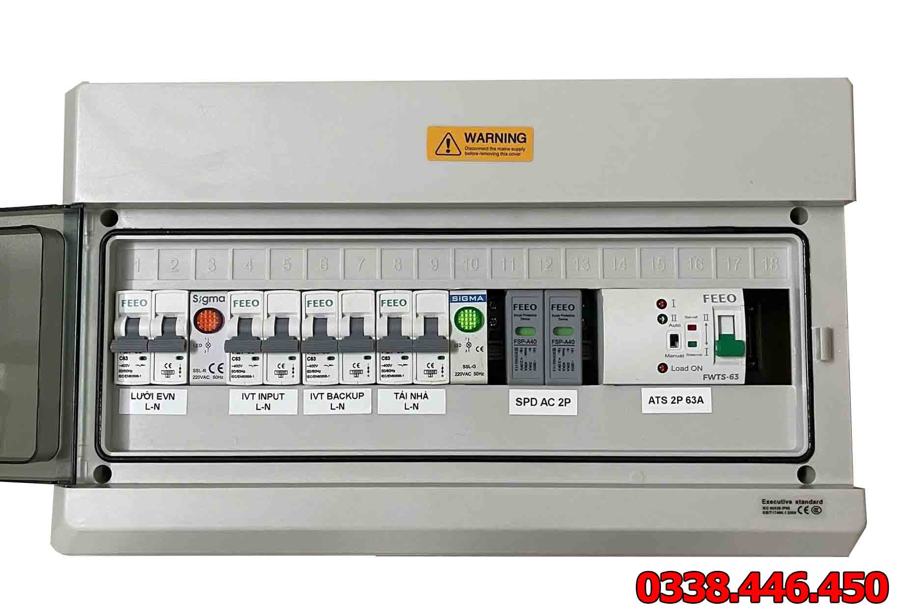 Tủ ATS 10kW 1 Pha Hybrid 3 Tủ ATS 10kW 1 Pha Hybrid