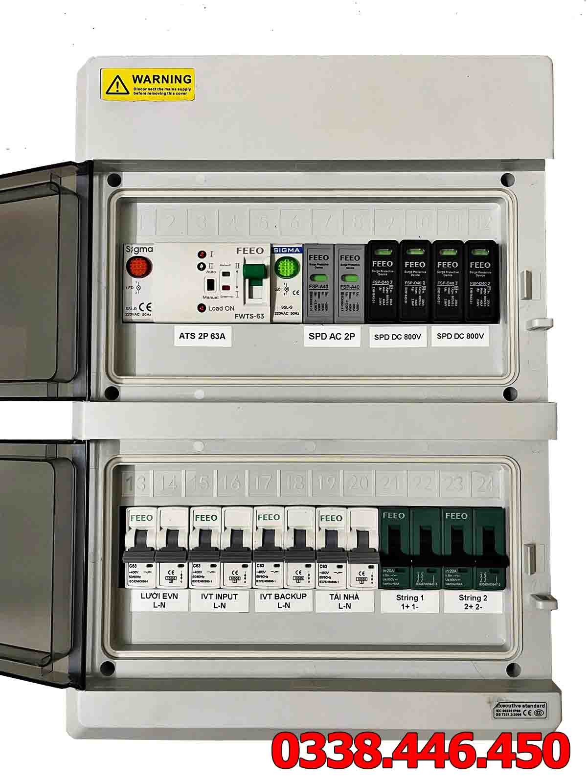 Tủ ATS 10kW 1 Pha 2 string 3 Tủ ATS 10kW 1 Pha 2 string